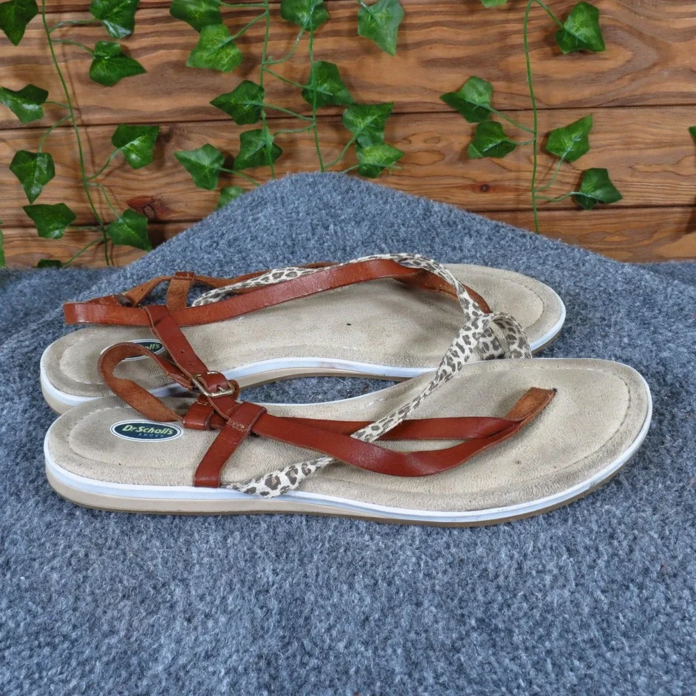 Dr. Scholl's Maci Women‎ Sandal Size 9 Casual Walking Brown Animal Print Leather